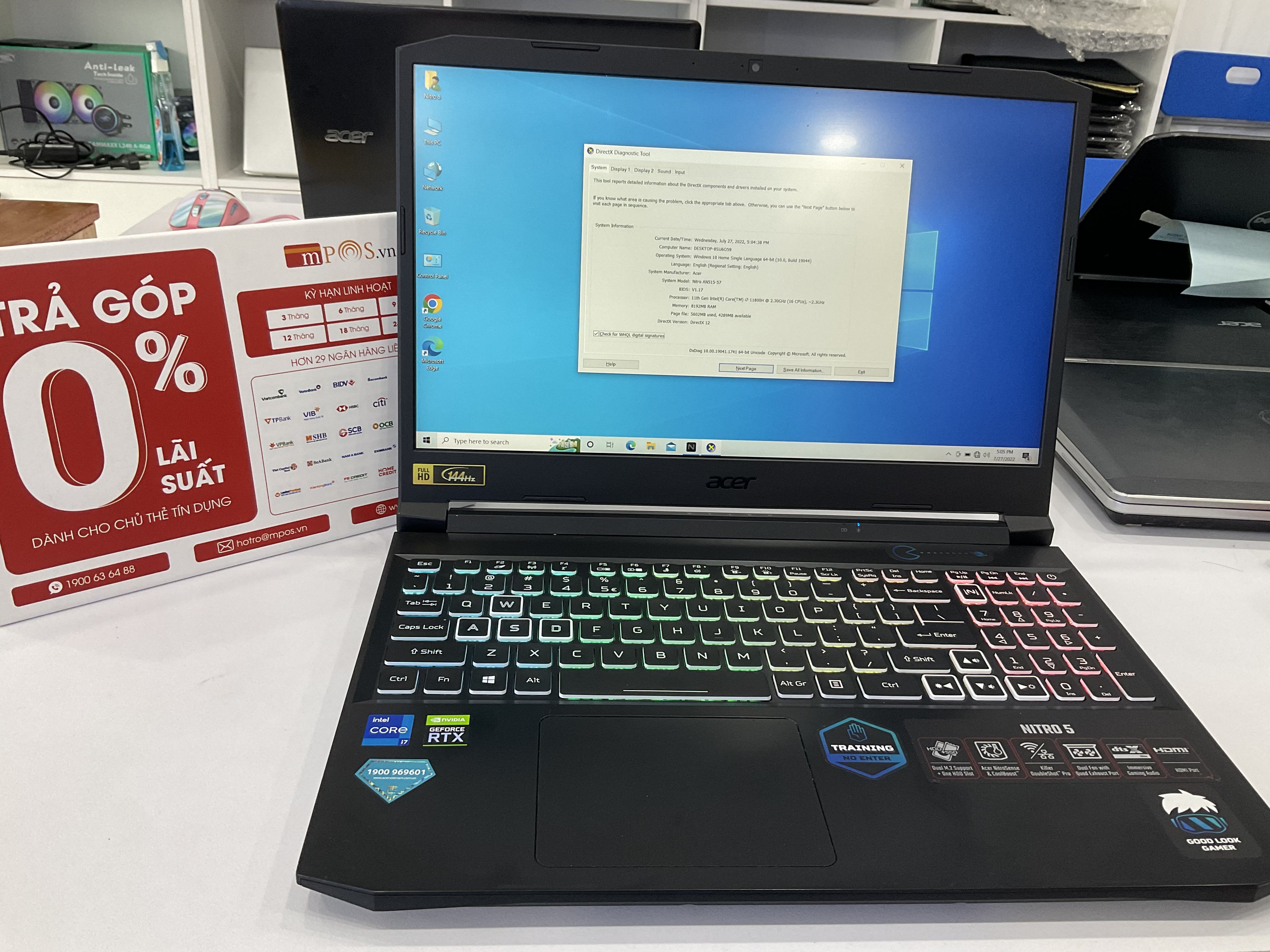 Laptop Acer Nitro Gaming AN515-57  i7-11800H/8GB/512GB/NVIDIA GeForce RTX 3050 4GB/Win10